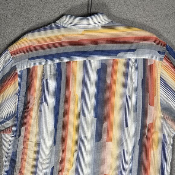Jhane Barnes Frequency Shirt Men’s Size XL Cotton Blue Orange White Geometric - Picture 14 of 16